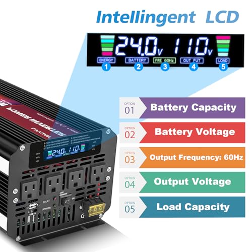 5000 Watt Power Inverter 24V to 110V 120V for Vehicle (24V-5000W-Standard)