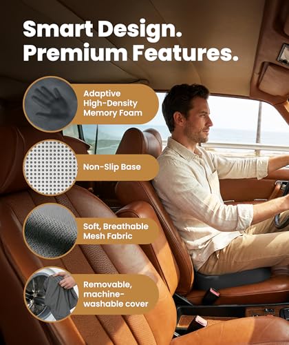 Doctor Recommended Memory Foam Seat Cushion for Office Chairs & Car (Gray / Large)