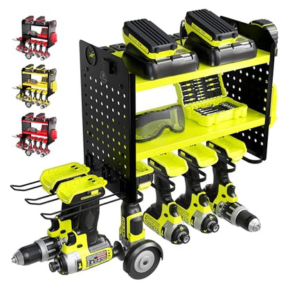 Power Tool Organizer Wall Mount (6 Drill Holder / Green)