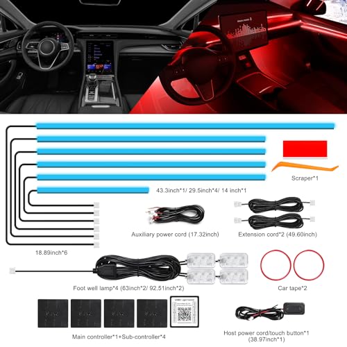 Acrylic Interior Car LED Strip Light with Wireless APP (RGB Color 10 in 1)