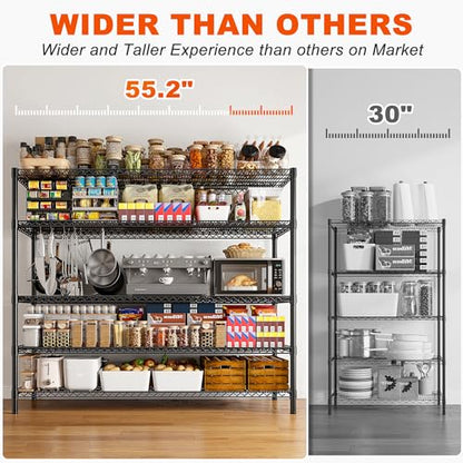 85.7"H 5 Tier Garage Shelving with Wheels&Feet (5-Tier,55.5" W X 85.7" H X 24.2" D)