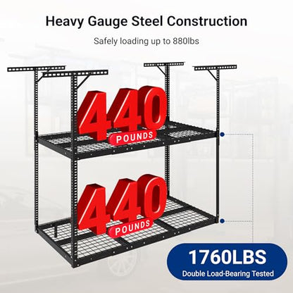 3x6 2 Tier Overhead Ceiling Garage Storage Rack (Black / 2-Tier 3x6 ft)