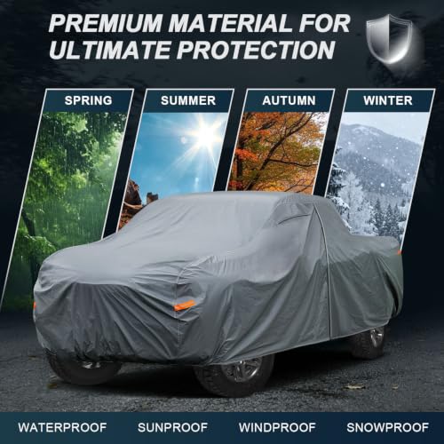 16 Layers Truck Cover Waterproof All Weather. See Truck Size Chart (4 Truck Cover / 4 Truck L - Max Length to 228",Max Cab to 149")