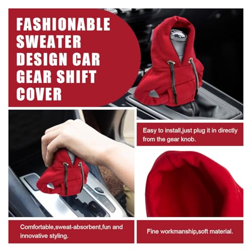 2PCS Car Gear Shift Hoodie Auto Shifter Knob Cover (Red&Black / 2 Pcs)