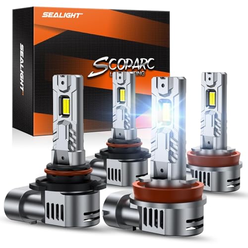 and 𝟗𝟎𝟎𝟓/𝐇𝐁𝟑 Bulbs Combo, 160,000LM 1500% Wider Driving Vision Mini Size, 9005 H11 Fog Lights with Fan, Plug and Play, Pack of 4 (9005 H11)