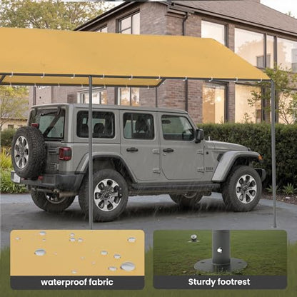 10x20 Carport Heavy Duty Portable Garage Shelter (Yellow / 10x20 without sidewalls)