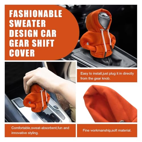 2PCS Car Gear Shift Hoodie Auto Shifter Knob Cover (Black&Orange / 2 Pcs)