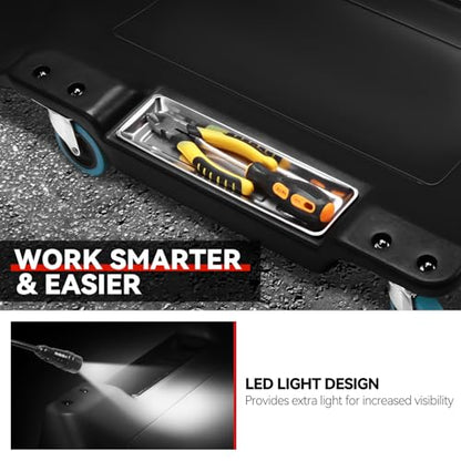 40 in Low Profile Car Rolling Mechanic Creeper (Black / 40" L (w/LED Light))