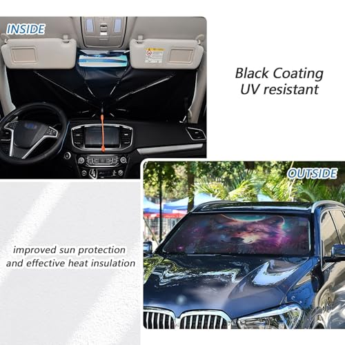 Car Front Windshield Sunshade (Wolf Purple Starry Sky)