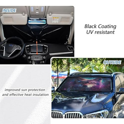 Car Front Windshield Sunshade (Wolf Purple Starry Sky)