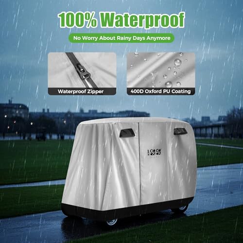 4 Passenger Golf Cart Cover for Yamaha EZGO Club Car (Silver)