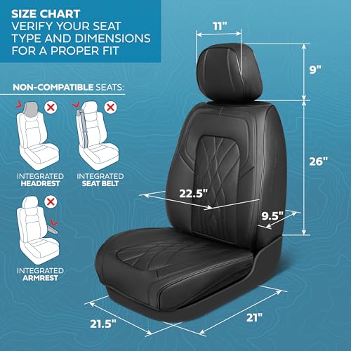 Curated Mosaic Leather Seat Covers for Cars & SUVs (Black (Mosaic) / Front Seats)