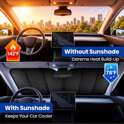 Accordion Car Windshield Sun Shade (Large Blue)