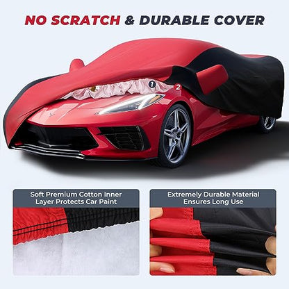 Waterproof Car Cover Custom for Chevy Corvette 2020 (Red Black / Corvette C8)