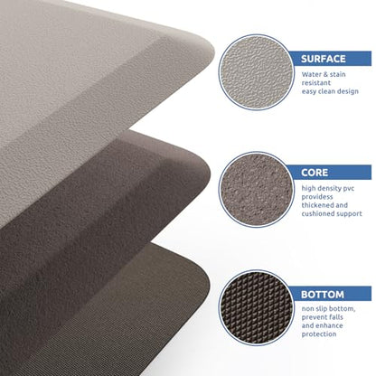 Kitchen Mat Cushioned Anti Fatigue Rug Standing and Comfort Floor Mats (Khaki / 39"L x 17.3"W x 0.5"Th)