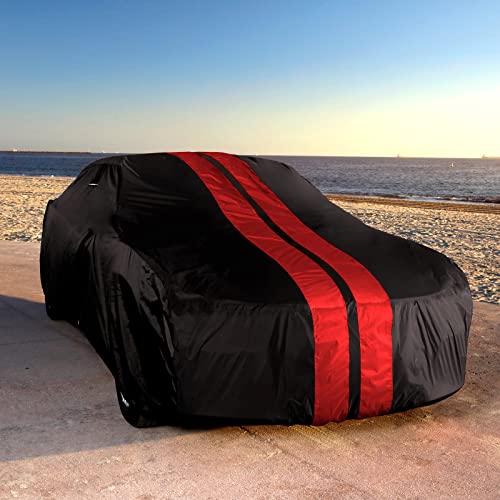 Car Cover for 1974 (27. Mustang Fastback, GT, Mach 1 1974-1978 / Black / Red (Stripe))