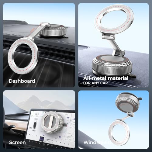 Metal Magnetic Car Phone Holder for Magsafe Phone (Silver)