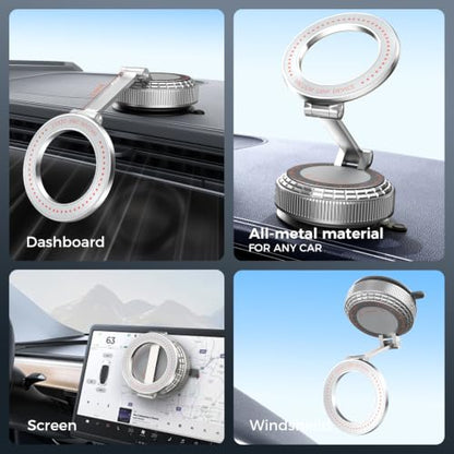 Metal Magnetic Car Phone Holder for Magsafe Phone (Silver)