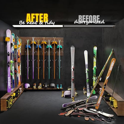 Ski & Snowboard Wall Rack for Garage (Dynamic Color / 4 Pack)