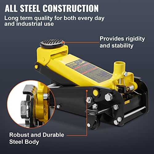 3 Ton Low Profile Floor Jack for All Terrain Vehicles (yellow)