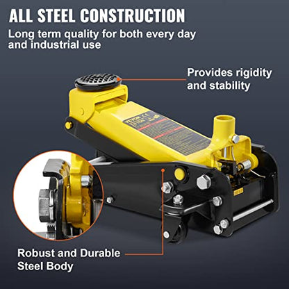 3 Ton Low Profile Floor Jack for All Terrain Vehicles (yellow)