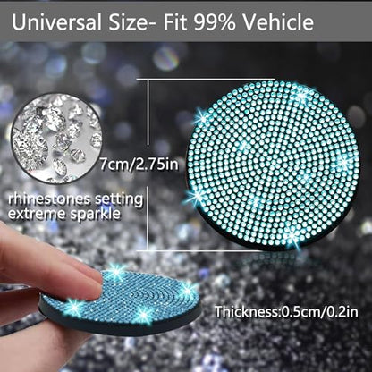 2pcs Bling Car Cup Holder Coaster (Aquamarine / 2pcs)