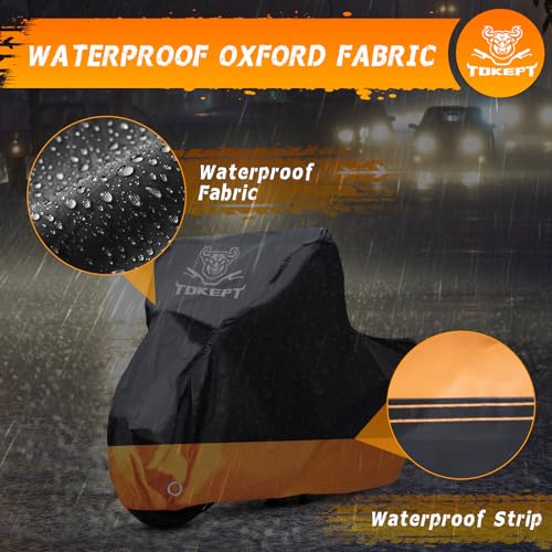 Motorcycle Cover Waterproof Outdoor Storage Fits Up to 116" (XXXL-116")