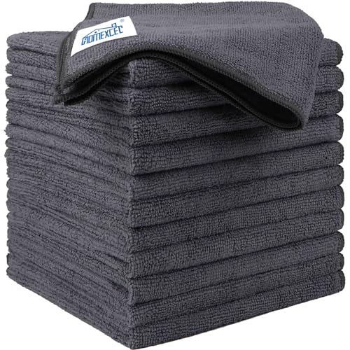 Microfiber Cleaning Cloth 12 Pack (Grey / 12.5 x 12.5 Inch)