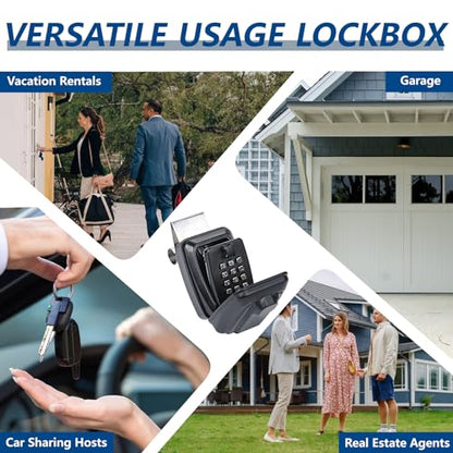 Car Window Punch Button Lock Box (Dark Black Car Lock Box with Keypad)