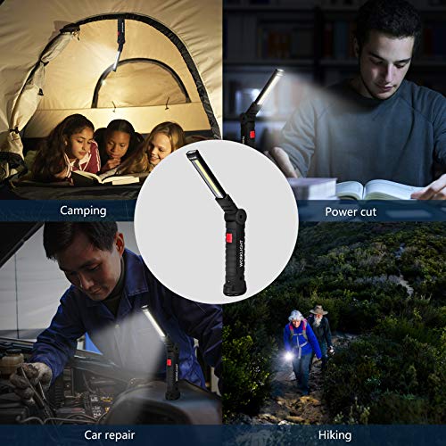 Tool Gifts for Men 2Pack Rechargeable LED Work Lights with Magnetic Base (Black / 2 Pack)