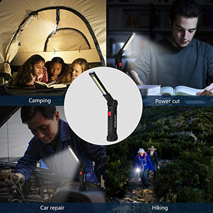 Tool Gifts for Men 2Pack Rechargeable LED Work Lights with Magnetic Base (Black / 2 Pack)