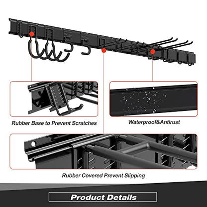 Garage Tool Storage Rack (68inch 4 panels+12 hooks)