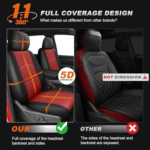 Seat Covers for Ram 2500 (Black+Red / Ram 2019-2026 2500 Full Set)
