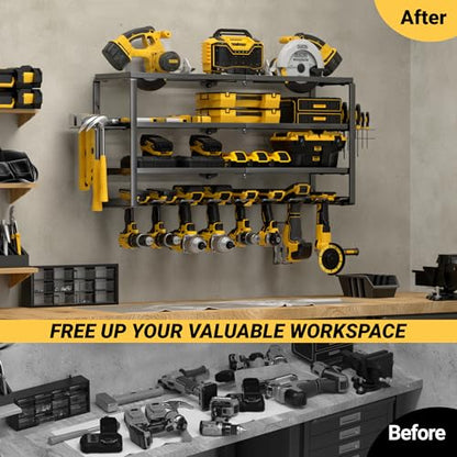 4 Layer Power Tool Organizer Wall Mount (32 Inch 8 Drills Holder)