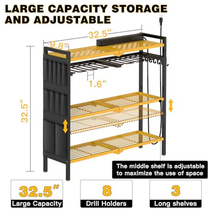 Power Tool Organizer Cart with Charging Station (Yellow)