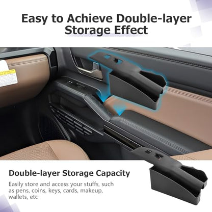 Door Side Storage Box Compatible with 2025 Toyota 4Runner Accessories Side Organizer Tray 2025 4Runner Center Console Organizer TPE Material Front Storage Box Black 2