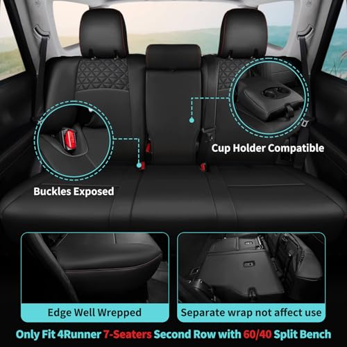 Seat Covers for Toyota 4Runner 2011 (2011-2024 3-ROW,7 seats MODEL ONLY / BLACKRED)