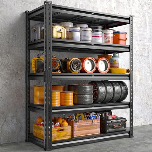 72.1" H Garage Shelving 2000LBS Storage Shelves Heavy Duty Metal Shelving 5 Tier Garage Storage Shelves for Commercial Warehouse Pantry Kitchen 72.1" H x 40.1" W x 18.1" D (40.1" W x 72.1" H x 18.1" D)