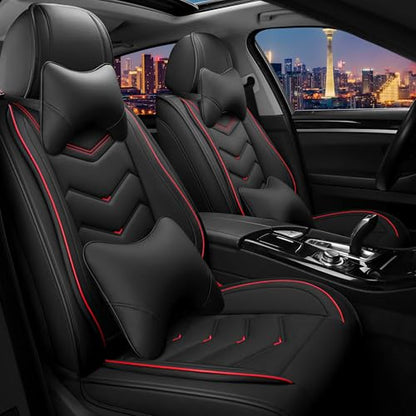 Car Seat Covers for Chrysler Pacifica 2004 (2 Pcs Front with Pillow / Black)