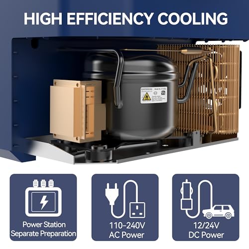 Car Fridge Portable 12V Refrigerator 40 Quart 12 Volt Freezer Compressor Cooler 12V (Blue(Matte))