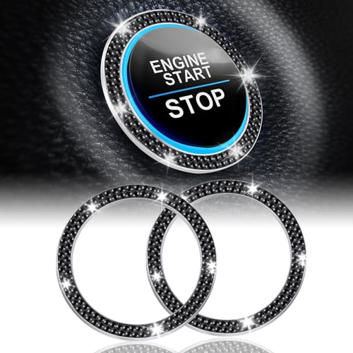2 PCS Crystal Double Rhinestone Car Engine Start Stop Decoration Ring (Double Black)
