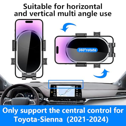 Car Phone Holder For Toyota Sienna 2021 2022 2023 2024【Not fit Sienna 2025】 Auto Accessories Navigation Screen Bracket Interior Decoration dashboard Cell mobile Phone Mount holders case accessory (Holder Box for Sienna 2021-2024【Not Fit 2025】)