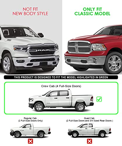 6-inch (Black Stainless Steel Flat Style) Running Boards Nerf Bars Side Steps Compatible with Ram 1500 2009-2018 Crew Cab & Ram 2500 3500 2010-2026