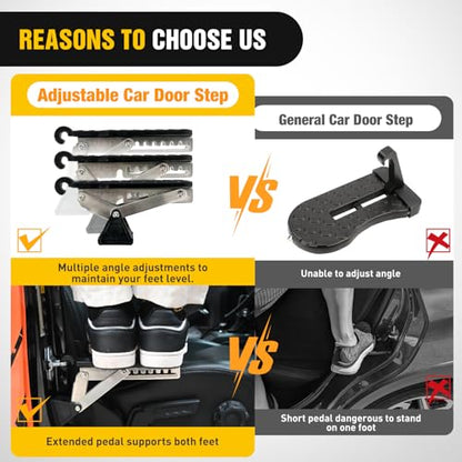 Car Door Step Universal Aluminum Latch Step for Car Roof Access Portable Folding Car Door Latch Hook Step Multi (Black)