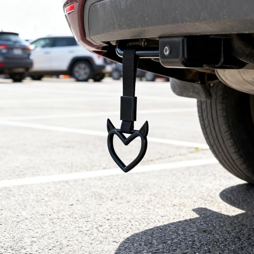 2 Pcs Devil Heart Shaped Car Handle Strap (Black)