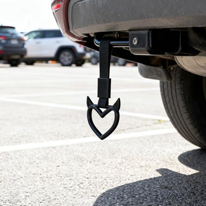2 Pcs Devil Heart Shaped Car Handle Strap (Black)