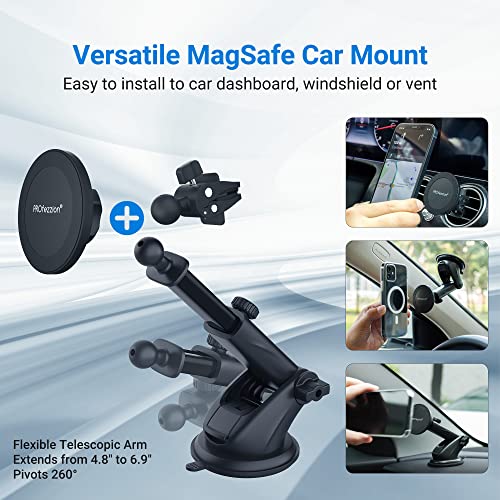Car Windshield Magnetic Phone Mount Holder for MagSafe iPhones (Car Dash, Windshield or Vent)