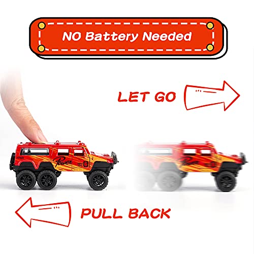 Pick up Trucks Open Door Die Cast Metal Toy Cars Pull Back 4 Pack (Off-Road Truck)