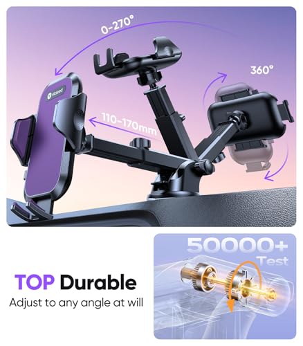 Stable Car Phone Holder [Upgraded Strongest Suction (Purple)