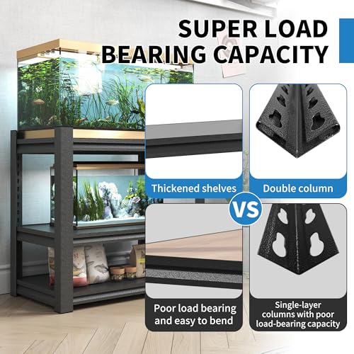 3 Tier Metal Shelving Unit (Black / T3-YH01-01(17.99''D*33.98''W*31.5''H))